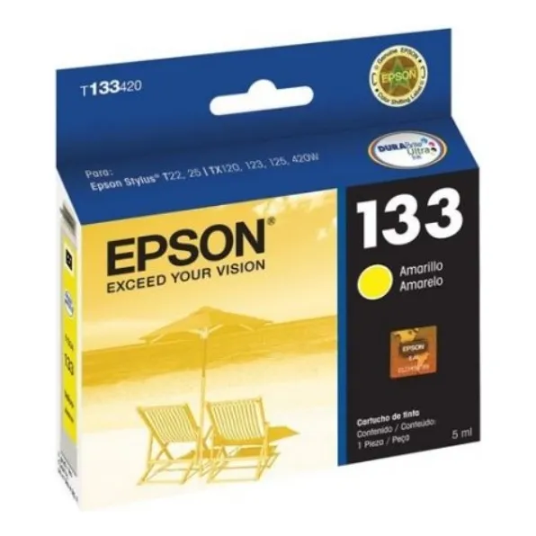 Cartuchos  De Tinta Epson 133 Amarillo Tx120, Tx130