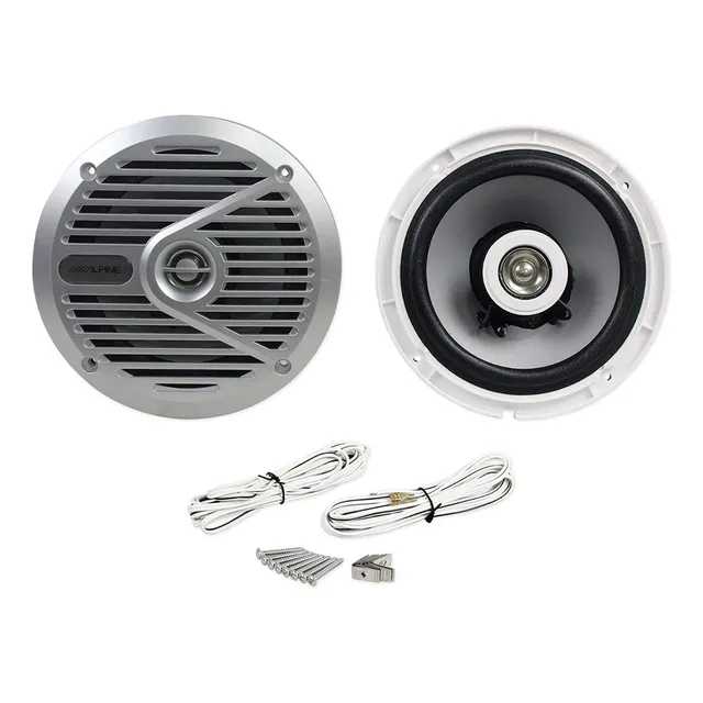 Altavoces Coaxiales 2 Vías Alpine Gama Marina Plata 30w Rms Color Plateado