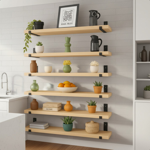 Kit Prateleiras Madeira Pinus Industrial 40x14 6 Unidades Marrom-claro