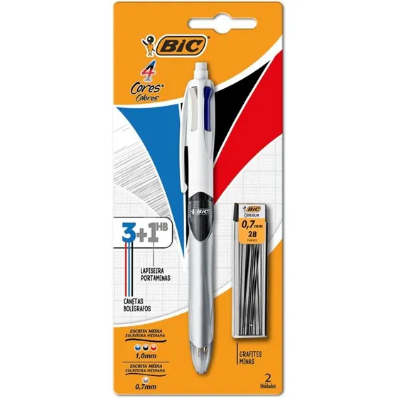 Bolígrafo/lápiz multifuncional Bic de 4 colores y color grafito blanco