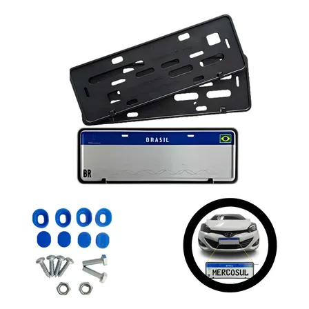 Suporte Moldura Placa De Carro Mercosul Lacres E Parafusos