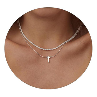 Kyerlyn Collar De Cruz De Plata Para Mujer, Collares En Capa Kyerlyn Collar De Cruz De Plata Para Mujer, Collares En Capa