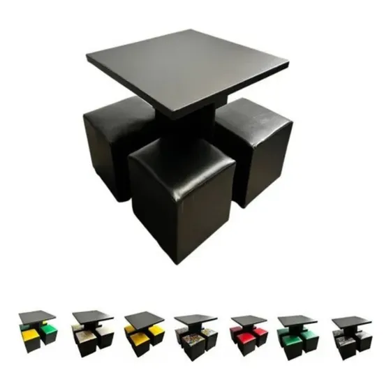 Mesa Sacada Apartamento C/ 4 Puffs Banqueta Sala E Varanda  