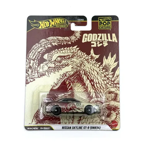 ホットウィール　日産　スカイライン　GT-R R34　ゴジラ Carro Hot Wheels Nissan Skyline GT-R (BNR34) Godzilla Premium Pop