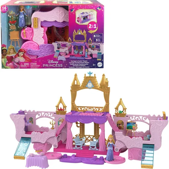 Castillo Y Carruaje Princesa Aurora Con Muebles Y Accesorios