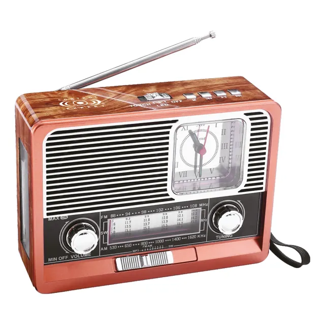 Bocina Radio Fm Am Reloj Bluetooth Auxiliar Usb Vintage