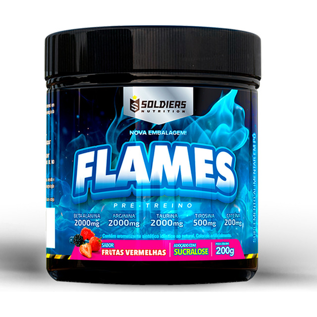 Pré Treino Flames 200g Sabor Frutas Vermelhas Soldiers Nutrition Pré Treino Flames 200g Sabor Frutas Vermelhas Soldiers Nutrition