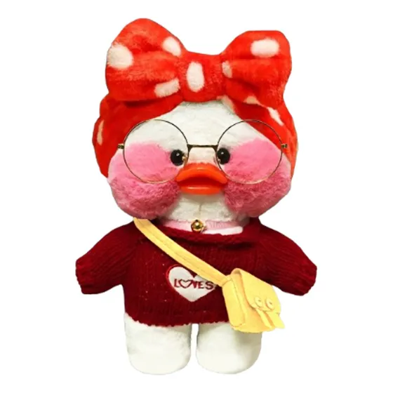 Peluche Lalafanfan Pato Blanco Aesthetic Sweater Rojo Love 