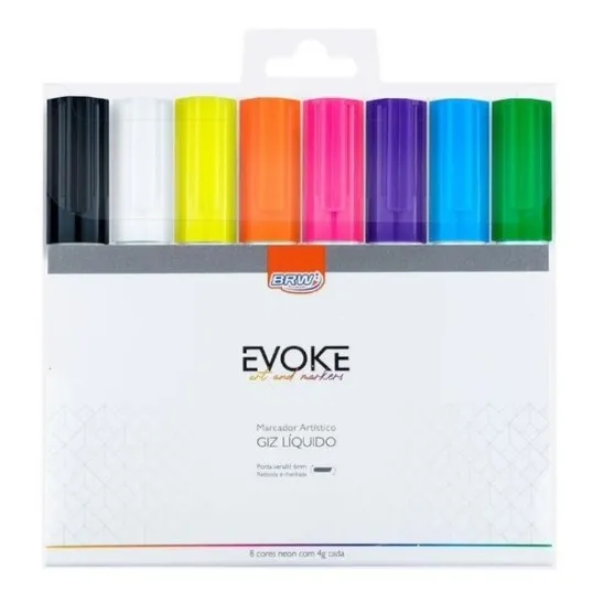 Caneta Brw Giz Líquido Colorido 6mm - 8 Peças -vidro, Quadro