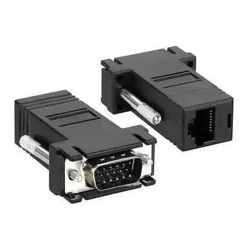 2 Peças Adaptador Extensor Vga Video Via Cabo Rede Rj45