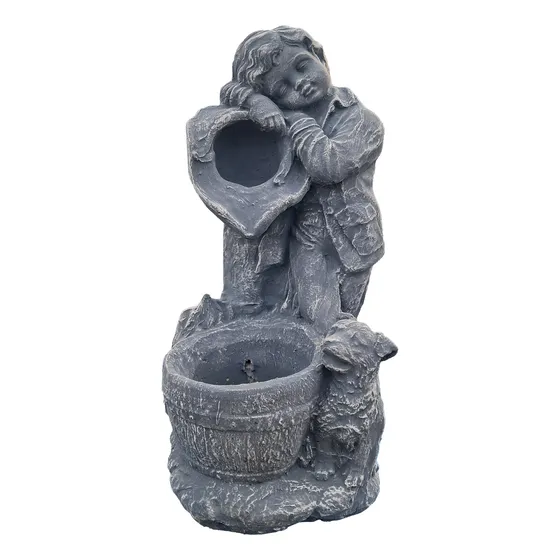 Fuente Agua Niño Y Perrito Patio Jardín 67cm Kalix Gardens