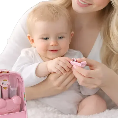 Kit Higiene Cuidados Bebê Recém Nascido 13 Peças Termômetro Rosa