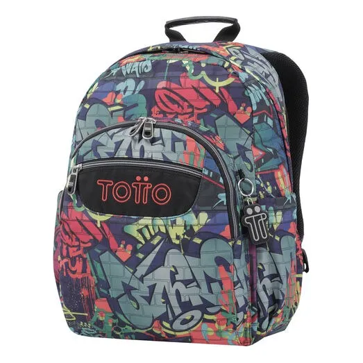 Bolso Morral Escolar Totto Ecole Acuarela Estam. Grafiti 6jo