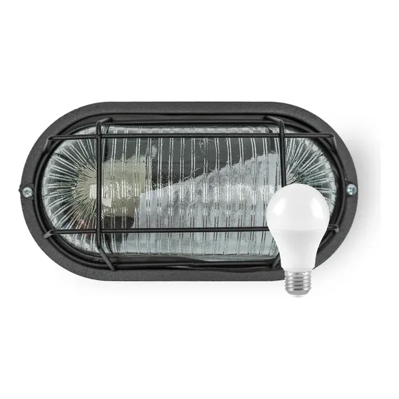 Tortuga Exterior Metalica Negra Para Parrilla + Foco Led 