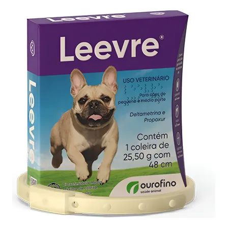 Coleira Antipulgas Ourofino Leevre Cães Pequeno e Médio Porte 25,50g - 48cm