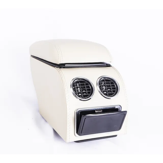 Consola Central Apoya Brazos Universal De Cuero  Beige
