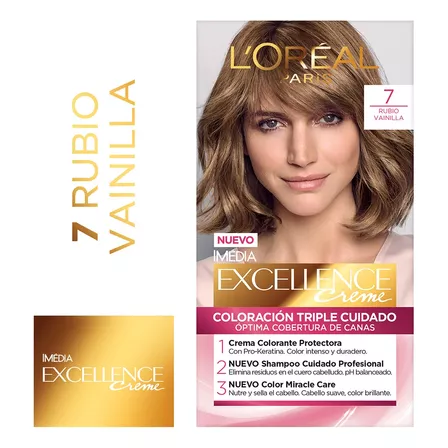 Tintura L'oreal Excellence Creme Tono 7 Rubio Vainilla