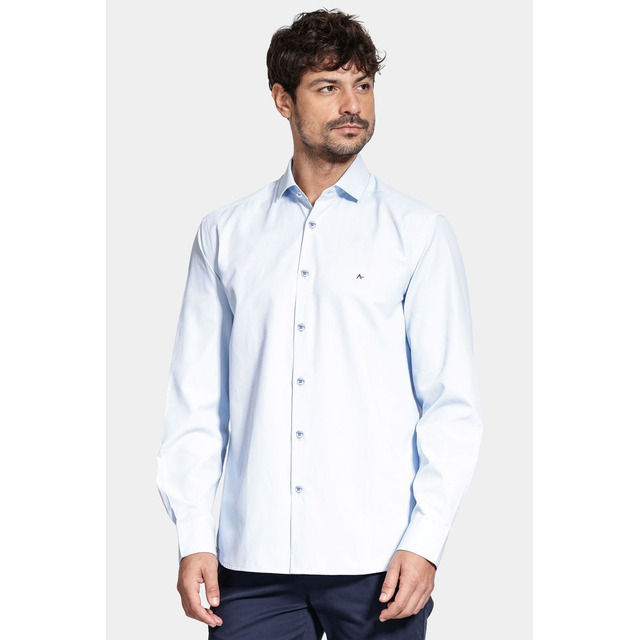 Camisa Aramis Manga Longa Algodão Misto Azul
