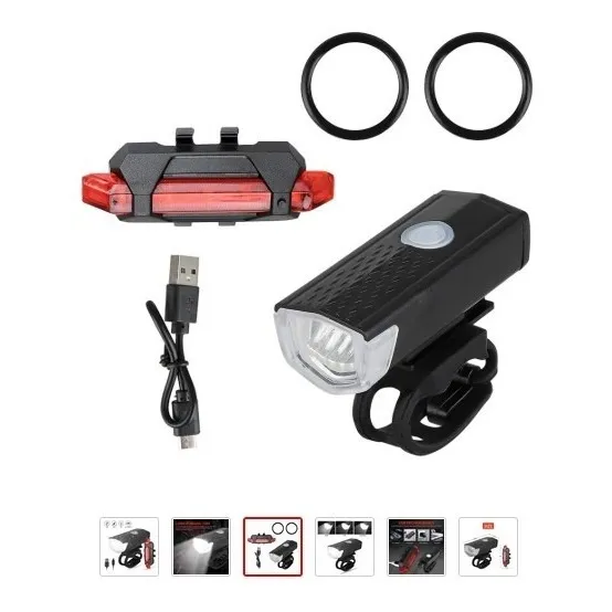 Pack Luz Bicicleta Delantera Y Trasera Recargable Por Usb
