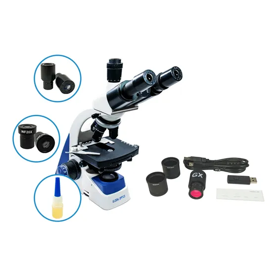 Microscópio Trinocular 2000x Led Com Câmera Digital 2mp Usb