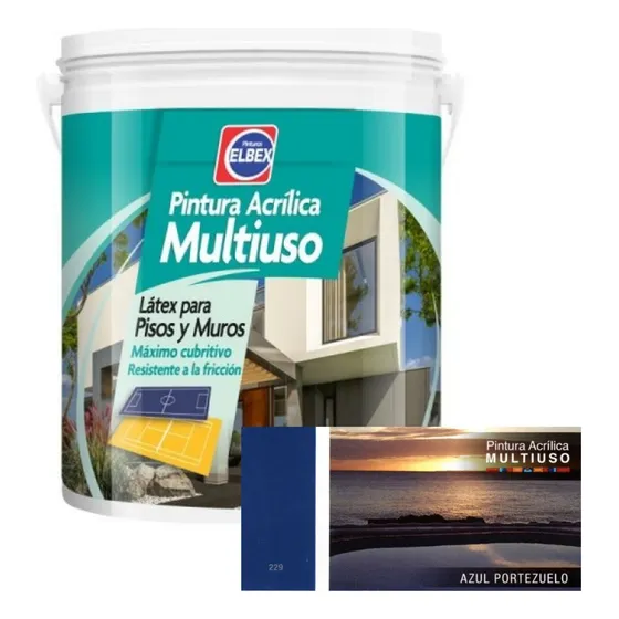 Pintura Pisos - Multiuso Elbex 4lt Azul Portezuelo