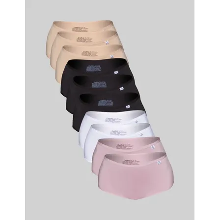 Kit Com 10 Calcinhas Feminina Calça Larga Microfibra Delrio Branco, Preto, Mousse, Make Liso M