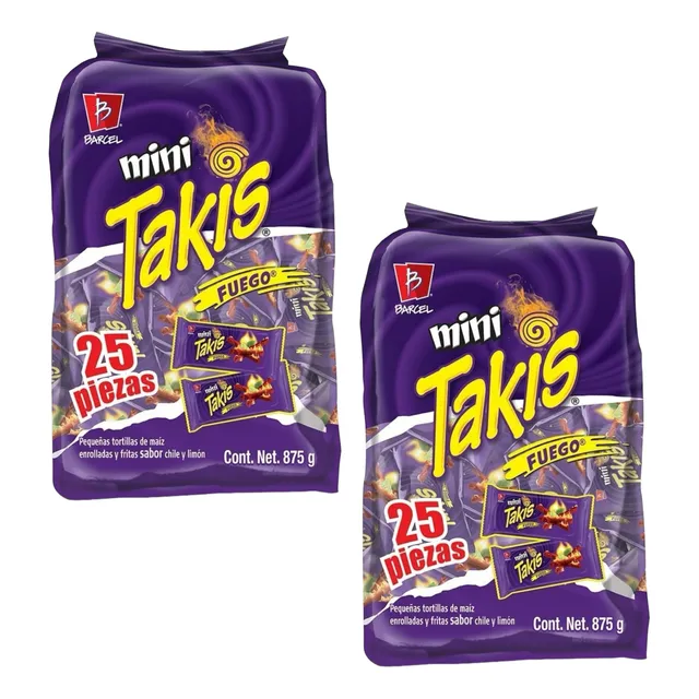 Pack Botana Barcel Takis Fuego Mini Con 50 Piezas De 35 Gr.