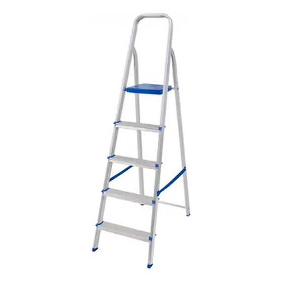 Escalera de Aluminio Tijera Plegable Mor 5103 5 Escalones 120kg Color Plateado