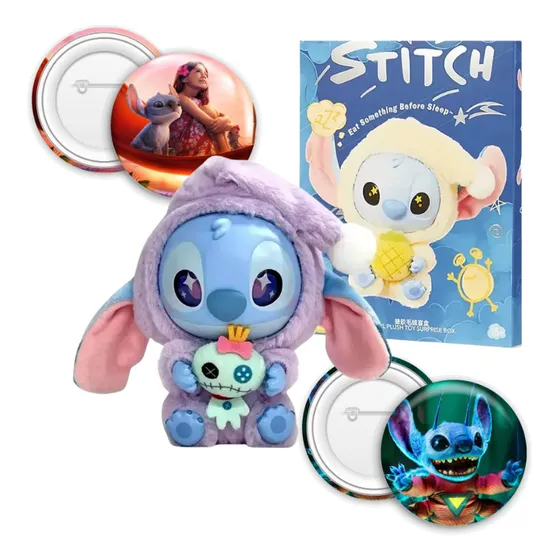 Stitch Labubu Come Algo Antes De Dormir Peluche + Pines