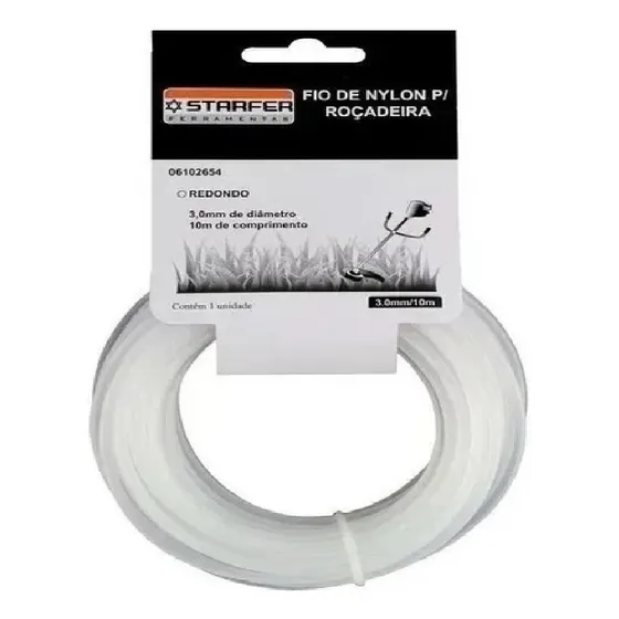 Fio Nylon P/ Roçadeiras 3.0mm 10 Metros Starfer