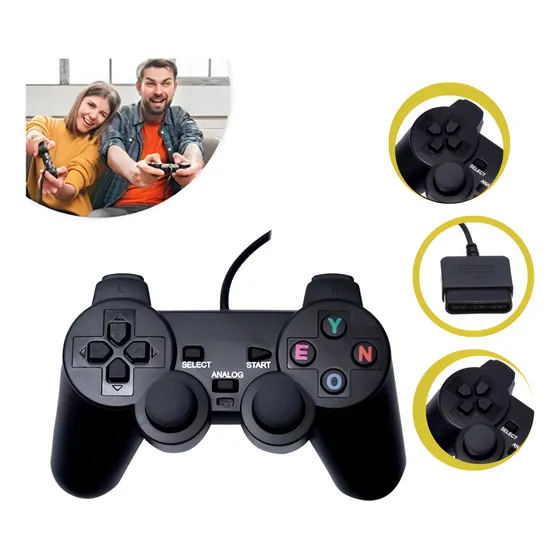 Controle Para Playstation 2 Ps2 Com Fio E Analógico Joystick