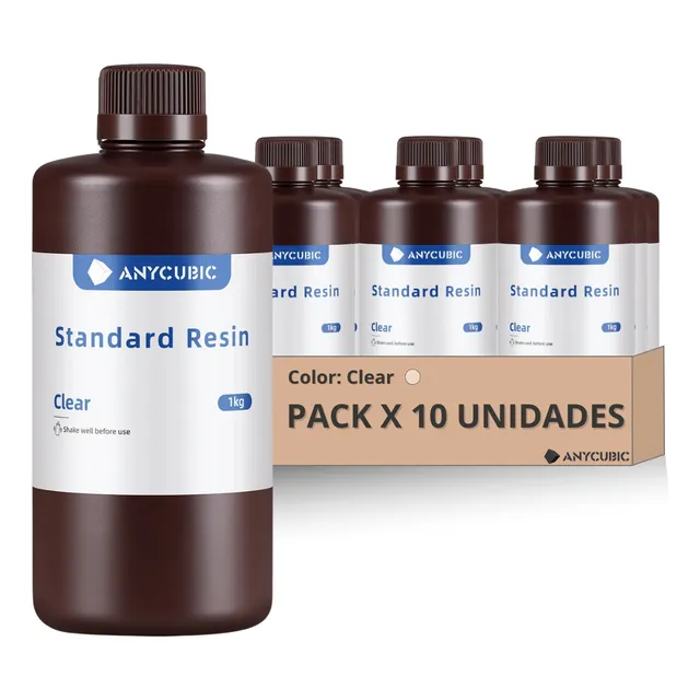 Resina Estándar Impresora 3d Anycubic 1kg Clear Pack X10