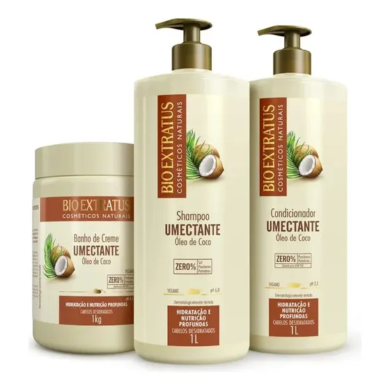 Kit Bio Extratus Umectante (1l/kg) Shampoo, Cond. Banhocreme