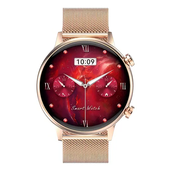 Smartwatch Reloj Romance, A Prueba De Agua, Amoled Caja Coral Claro Correa Coral Claro Bisel Coral Claro Diseño De La Correa Milanese