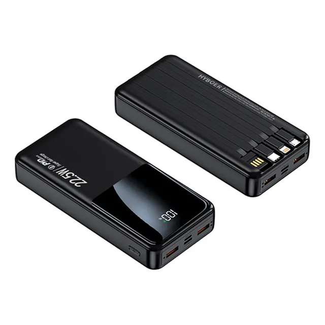 Power Bank Batería Portáti 30000mah Pd22.5w/3.0a Ultrarápida Hyboer Ym804 Con 4 Cables Micro Usb / V8 Ip Tipo C Para iPhone Samsung Xiaomi Huawei