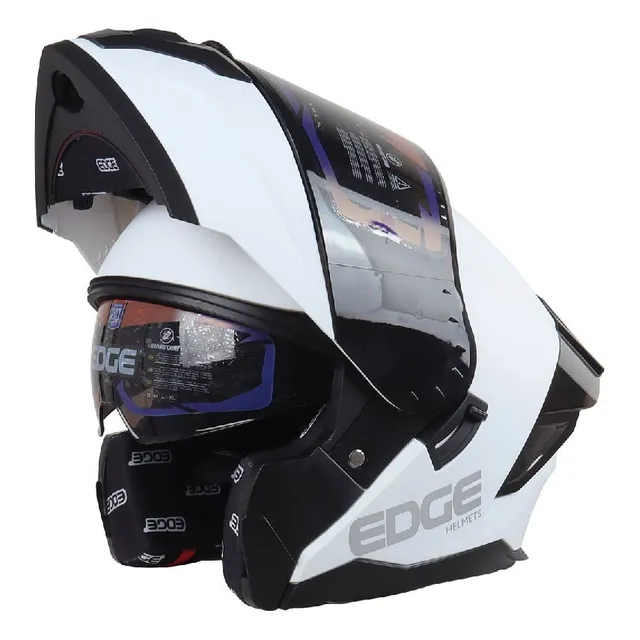 Casco Edge Abatible Boston Solido Blanco Certificado Dot | E