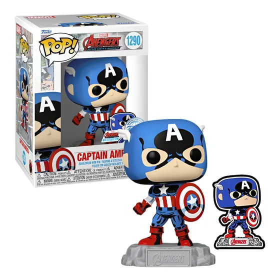 Capitan America Funko Pop Avengers 1290 Con Pin Exclusivo