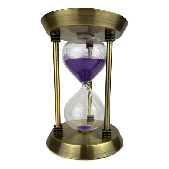 Ampulheta Decorativa Luxo 30 Minutos Em Metal 22,5 Cm - Roxa