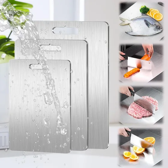 Tabla Cortar Titanio Para Cocina Doble Cara Casa Acero 304