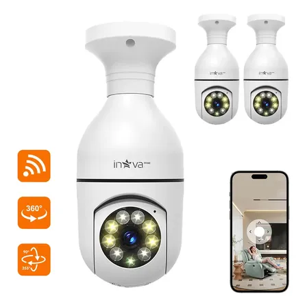 Kit 3 Câmeras Lâmpada Wifi Interna 360° 1080p Áudio Bidirecional Segurança App ICSEE Detecção De Movimento Visão Noturna Fácil Instalação Câmera Inteligente Seguranca