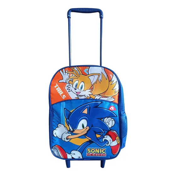 Mochila Carrito Escolar Sonic 35 Cm Tafeta Universo Binario