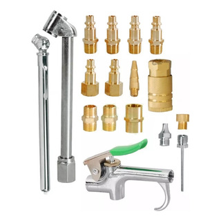 Kit Accesorios Compresor De Aire 17 Piezas Con Pistola Kit Accesorios Compresor De Aire 17 Piezas Con Pistola