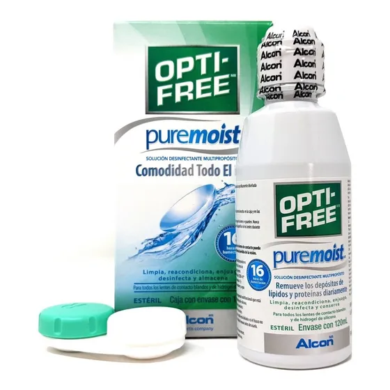 Opti-Free Liquido Desinfectante Pure Moist Limpieza D Lentes Contacto 120 mL