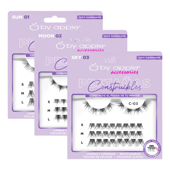 Pestañas Construibles By Apple Color Negro Reutilizables Color 01 Sun Tipo De Curvatura C