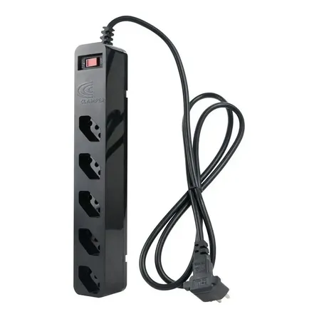 Filtro De Linha Com Protetor De Surto Dps Iclamper Energia 5 Tomadas 3 Pinos 10 Amperes Com Tecnologia Lcf Anti Raio Clamper Cor Preto 127/220v
