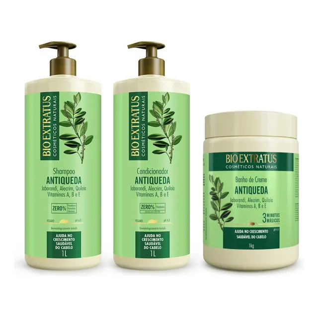 Kit Jaborandi 3 Produtos 1 Litro Bio Extratus Antiqueda
