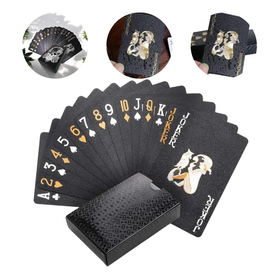 Baraja De Cartas Poker Negras De Lujo Juego De Mesa