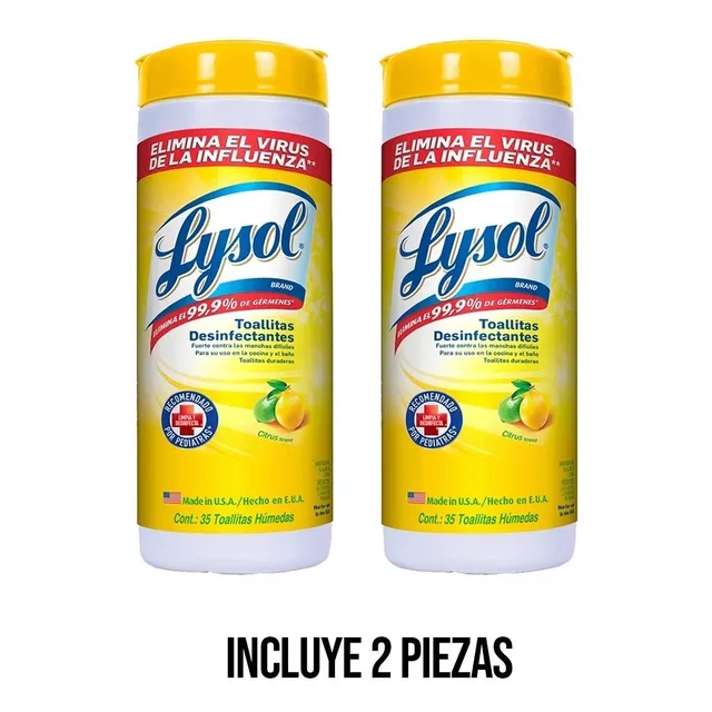 2pzs Lysol Wipes 35 Toallas Desinfectantes Citrus
