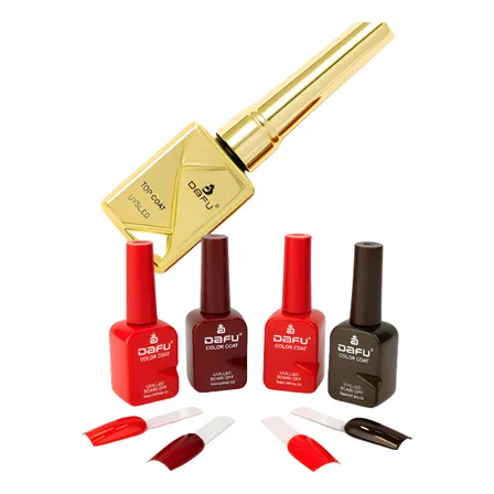 Kit 4 Esmaltes Vermelhos E Neutros Em Gel Dafu Uv&led + Top