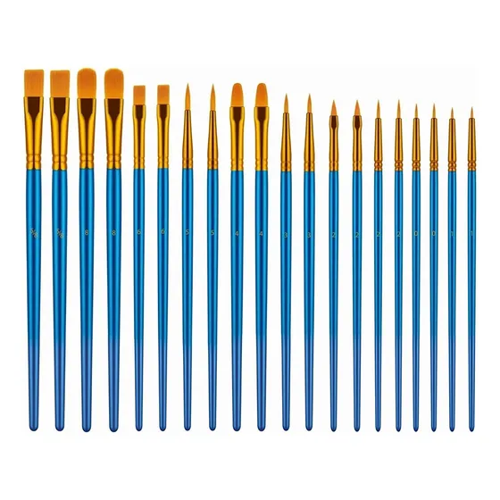Set X20 Pinceles Arte Pintura Gadnic Óleo Acuarela Acrílico Cerdas Marrón Claro